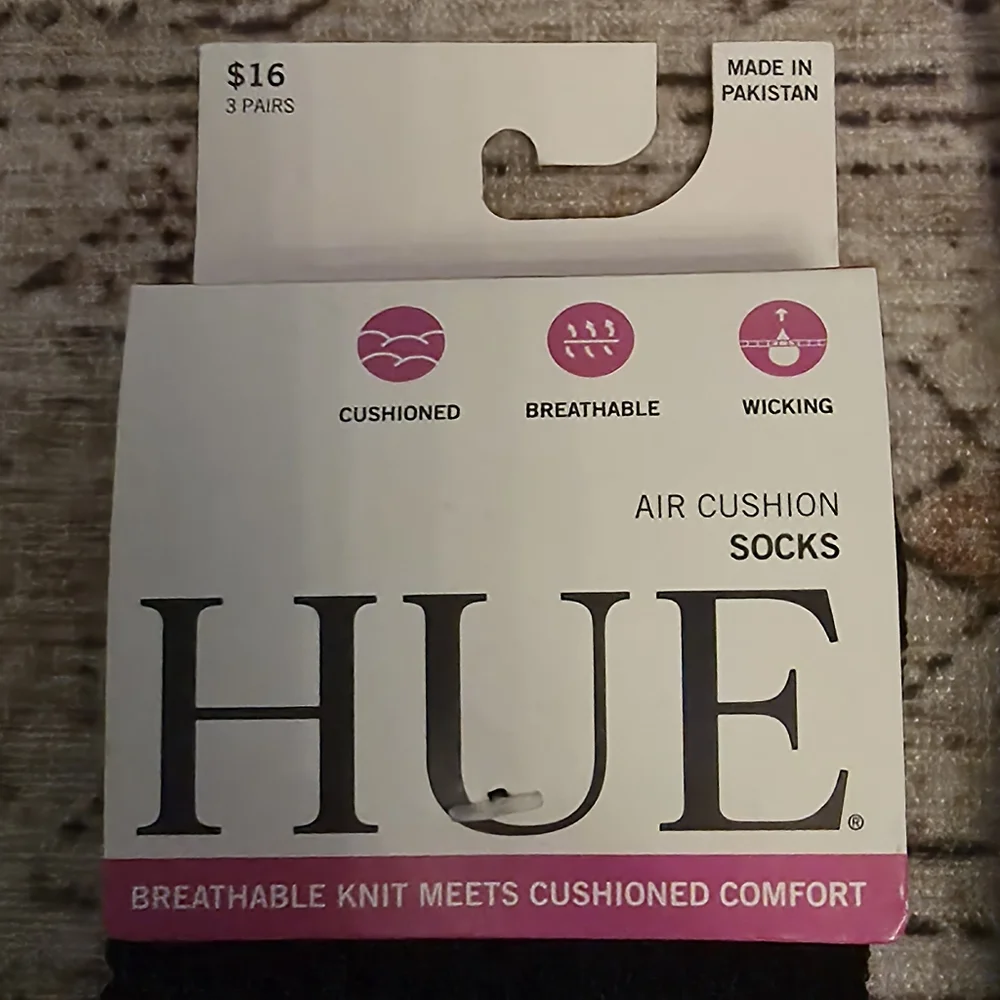 NWT HUE 9 Pairs Air‎ Cushion Black No Show Women's socks